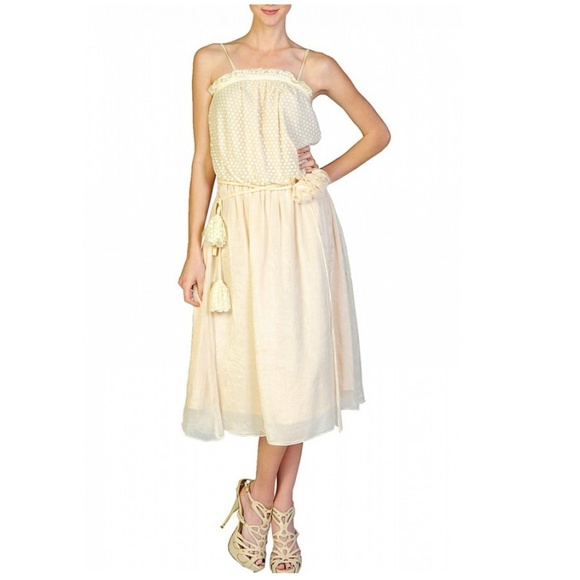 Anthropologie Dresses & Skirts - A'reve Polka Dot Chiffon Romance Day Dress Belt S